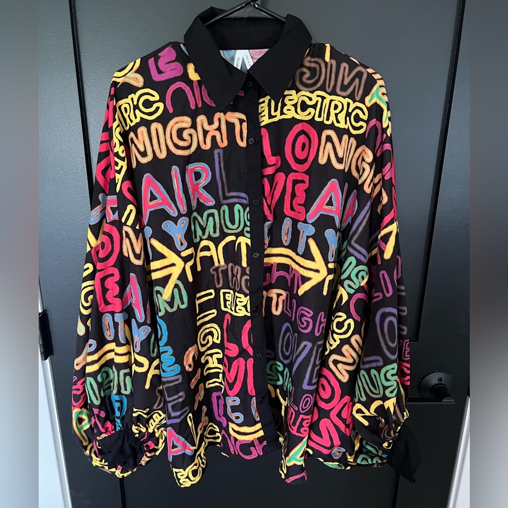 Live 4 Truth Word Printed Button Down Puff Sleeve Jacket